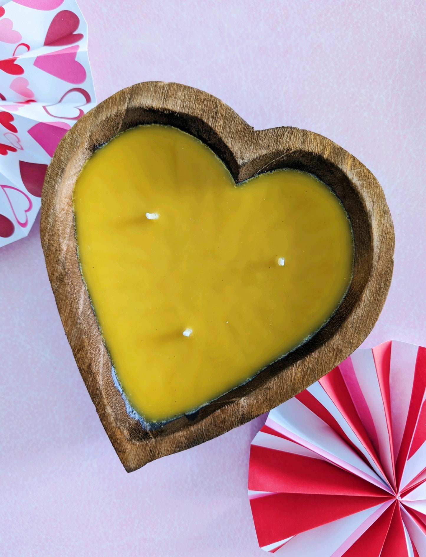 Heart-Shaped Dough Bowl Beeswax Candle