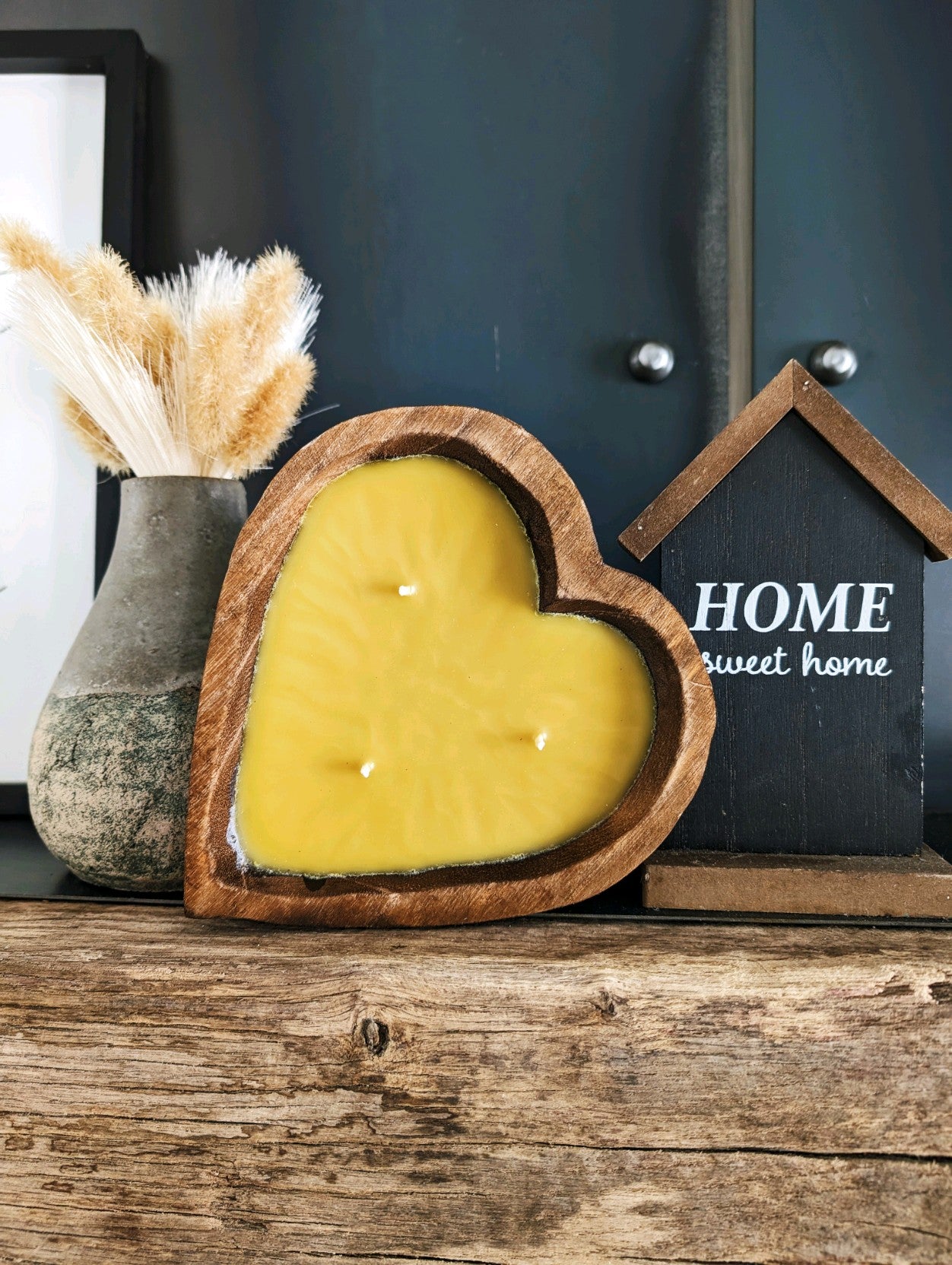 Heart-Shaped Dough Bowl Beeswax Candle